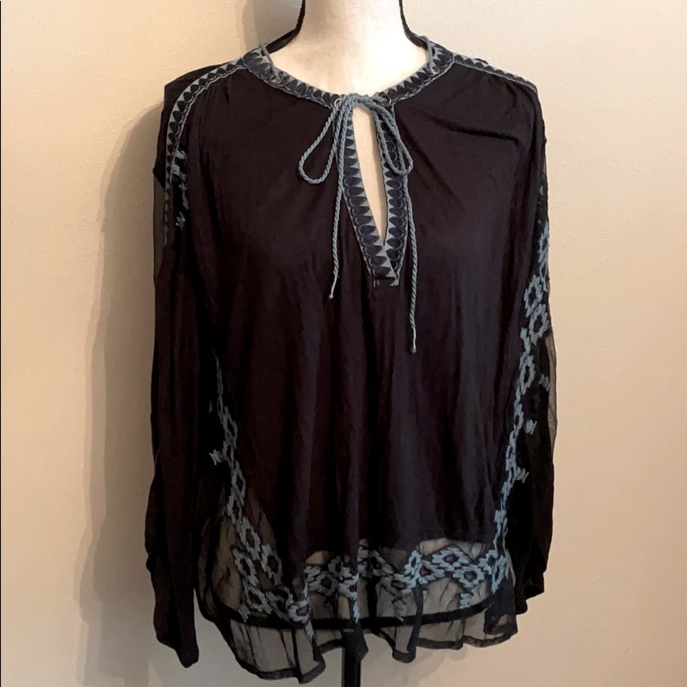 Free people eden top black embroidered